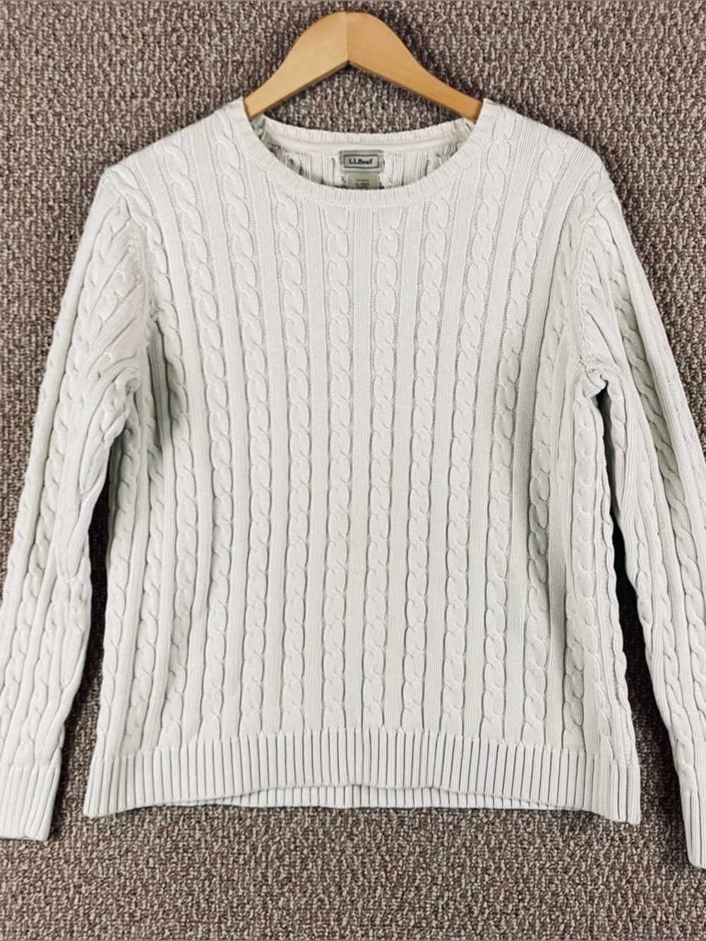 LL Bean Sweater Womens XL Cable Chunky Knit Fisherman Coastal Crewneck F364